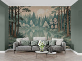 Minimalist tree wallpaper in Makoto style for peaceful home décor